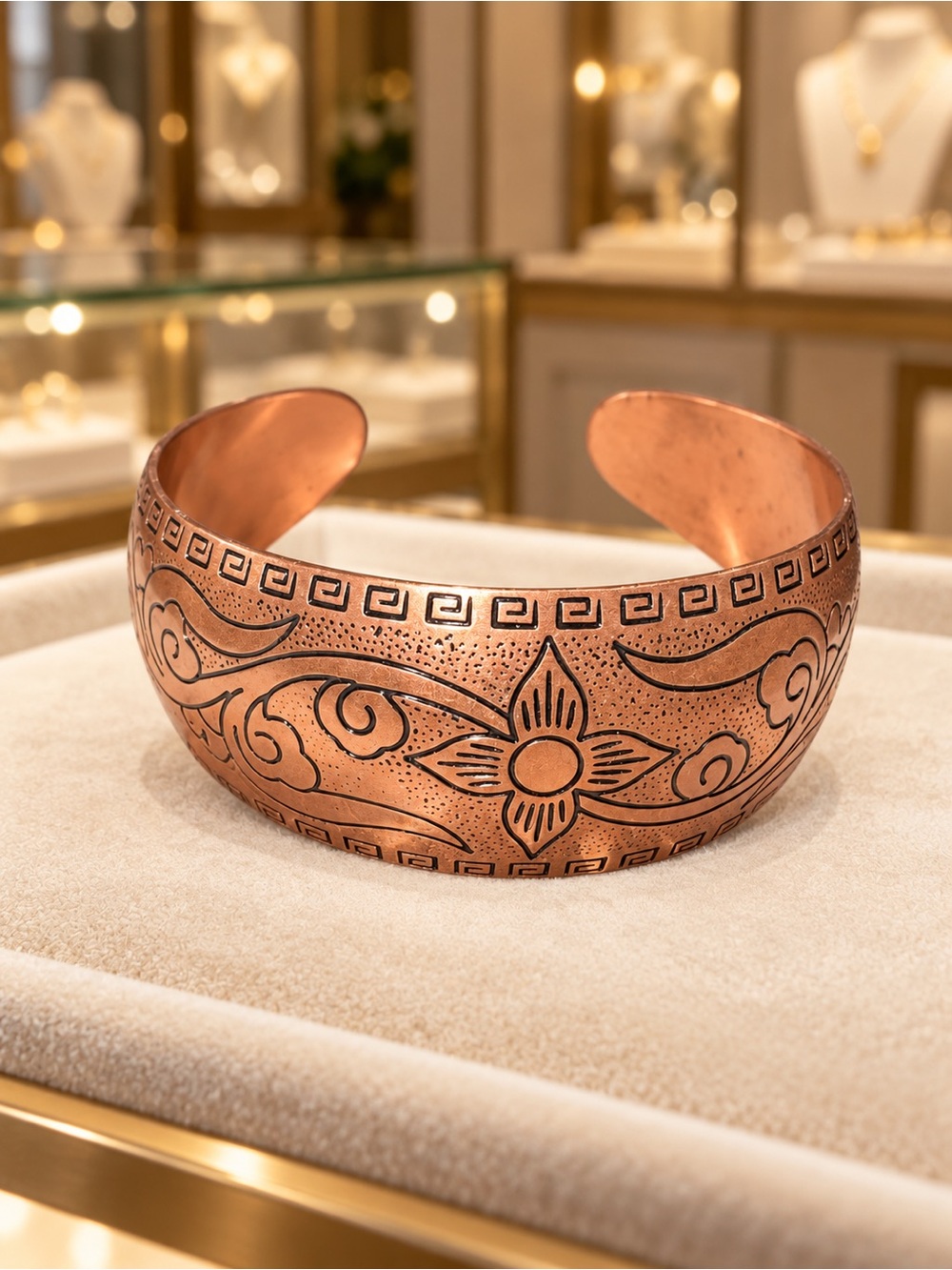 paparazzi Copper Floral Engraved Open Cuff Bracelet
